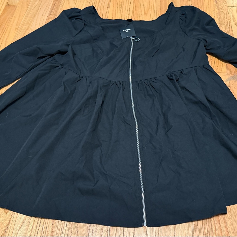 SHEIN Fit Black Zip-Up Tunic Dress
